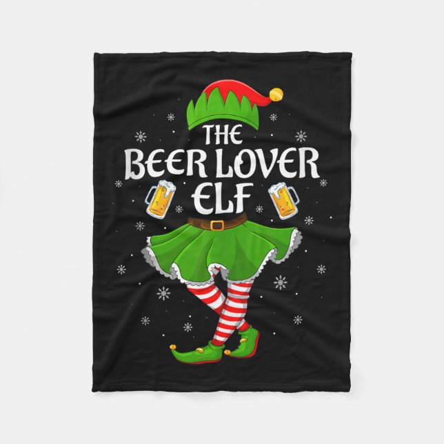 Beer Lover Elf Christmas Family Girls Women Elf Sq Fleecedecke (Vorderseite)