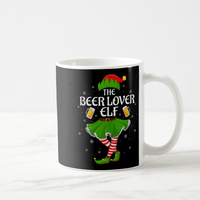 Beer Lover Elf Christmas Family Girls Women Elf Sq Kaffeetasse (Rechts)