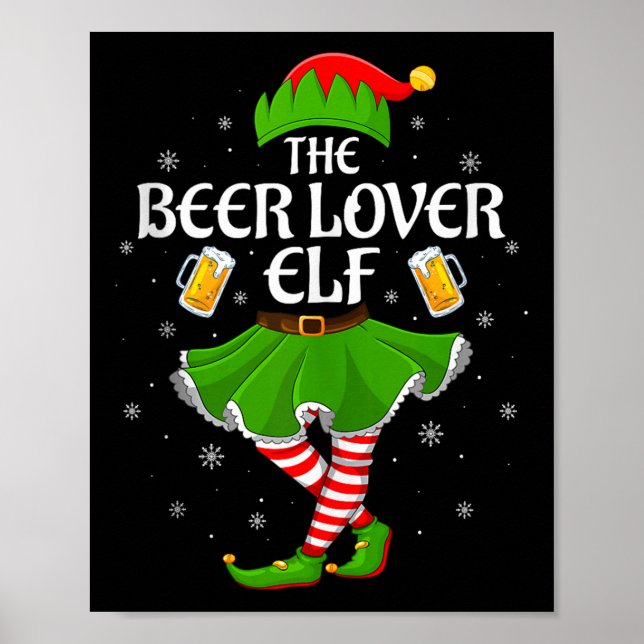 Beer Lover Elf Christmas Family Girls Women Elf Sq Poster (Vorne)