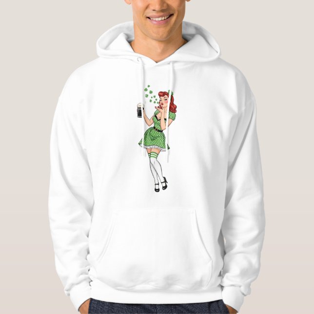 Beer Loving Irish Pin Up Hoodie (Vorderseite)