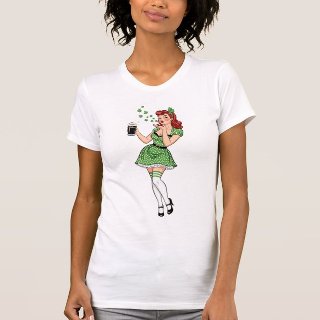 Beer Loving Irish Pin Up T-Shirt (Vorderseite)