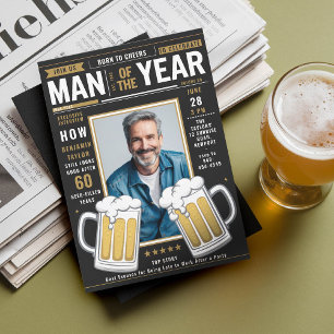 Beer Magazine Cover Funny Men Adult Birthday Foto Einladung