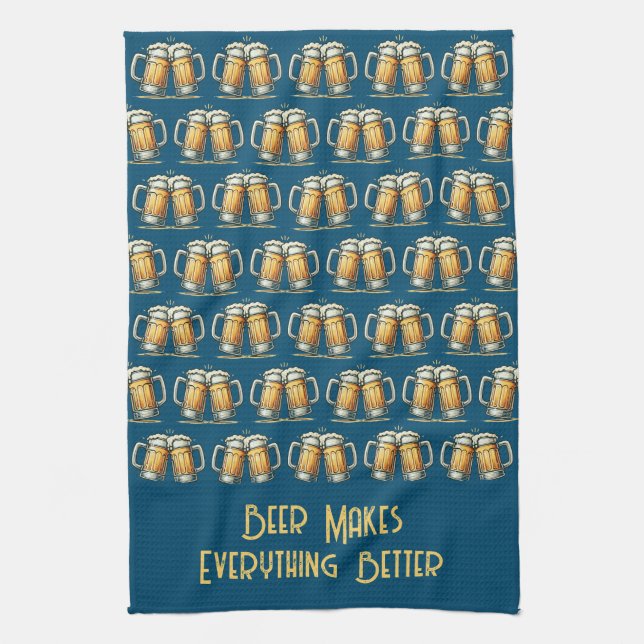 Beer Makes Everything Better Kitchen Towel Geschirrtuch (Vertikal)
