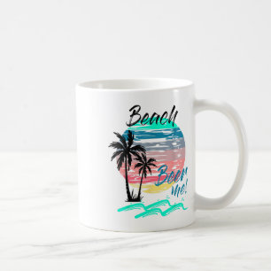Beer Me Funny Drink Beach Retro Sunset Palm Tre Kaffeetasse