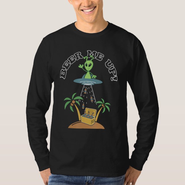 Beer Me Up Cute  Alien Pool Party Summer T-Shirt (Vorderseite)