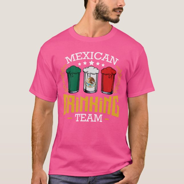 Beer Mexican Drinking Team Mexico Flag Funny Beer  T-Shirt (Vorderseite)