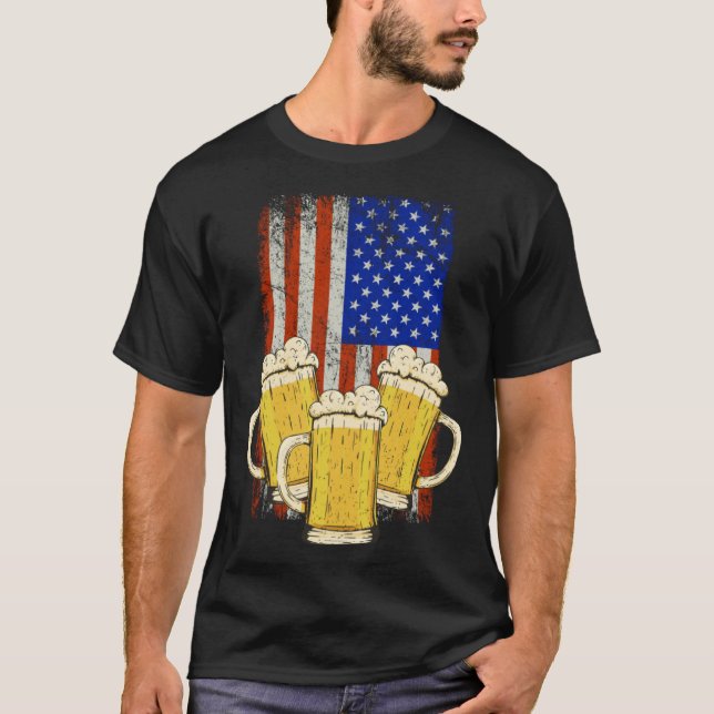 Beer Mug American Flag Craft Beer Beer  Brewer T-Shirt (Vorderseite)
