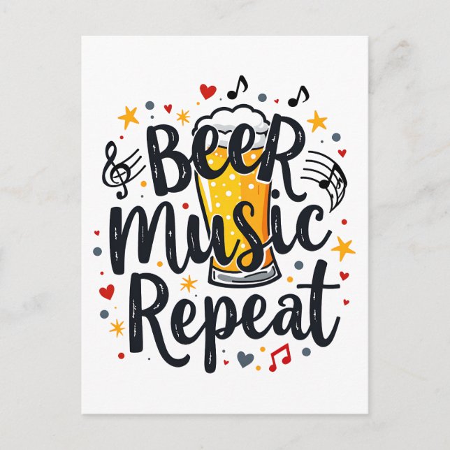 Beer Music Repeat Postkarte (Vorderseite)