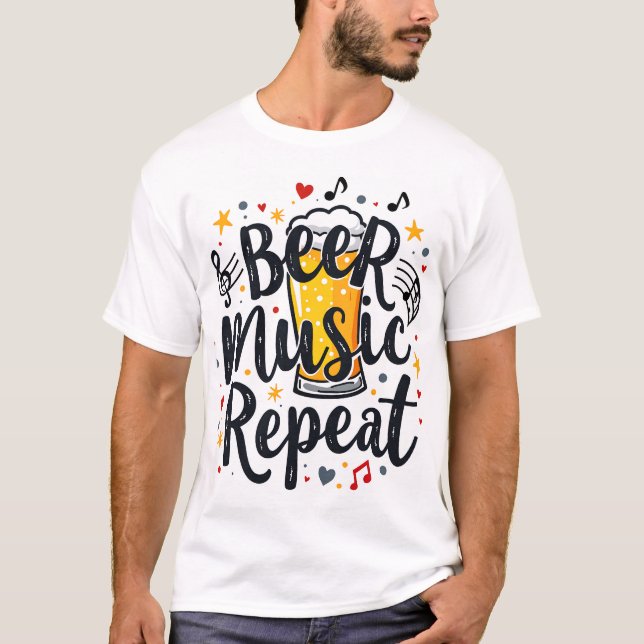 Beer Music Repeat T-Shirt (Vorderseite)