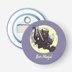 Beer Ninja Black Cat Flying Kick Schwerter Cartoon Flaschenöffner