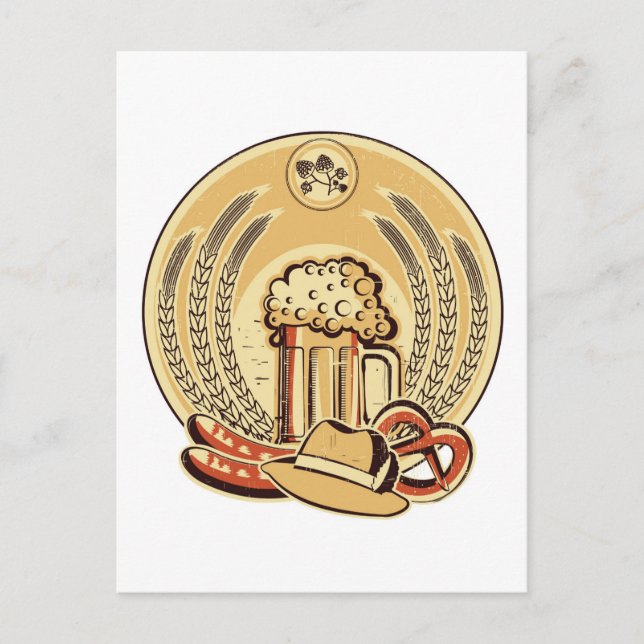 Beer-Oktoberfest-Vintage Grafik Postkarte (Vorderseite)