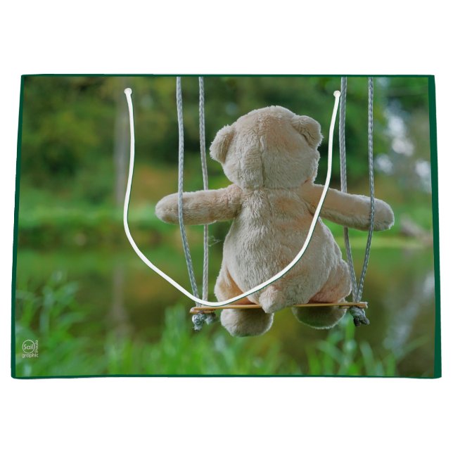 Beer op schommel vanaf de rug. große geschenktüte (Vorderseite)