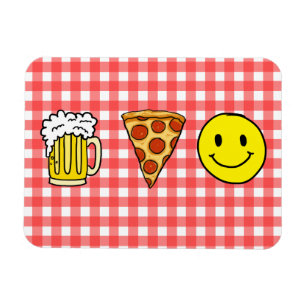 Beer Pizza Happy Magnet