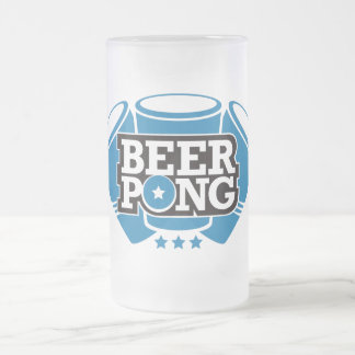 Beer Pong 3 Cups - Blau Mattglas Bierglas