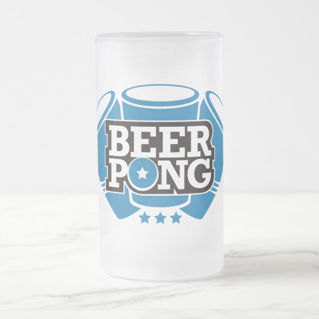 Beer Pong 3 Cups - Blau Mattglas Bierglas (Mittel)