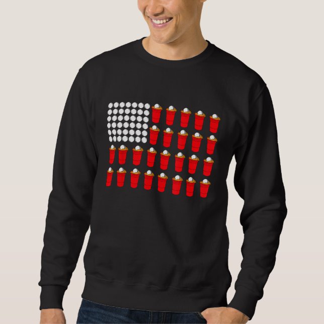 Beer Pong American Flag Sweatshirt (Vorderseite)