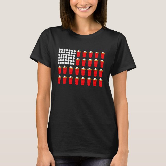 Beer Pong American Flag T-Shirt (Vorderseite)