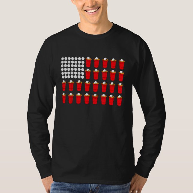 Beer Pong American Flag T-Shirt (Vorderseite)