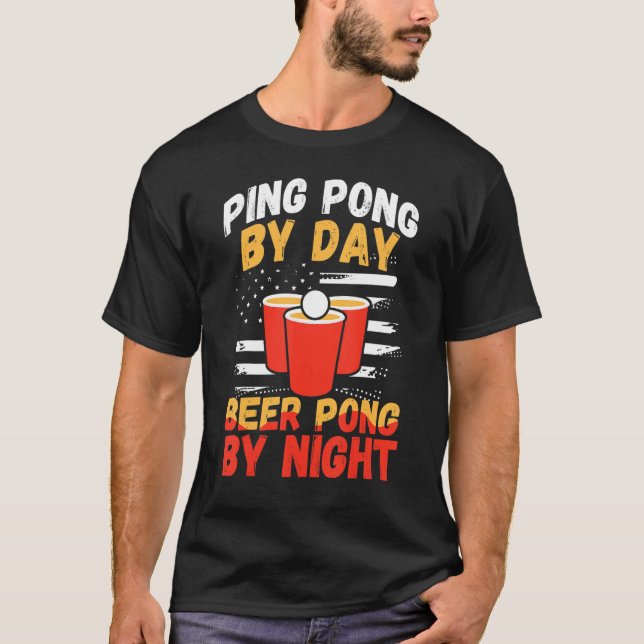 Beer Pong By Night Table Tennis Player T-Shirt (Vorderseite)