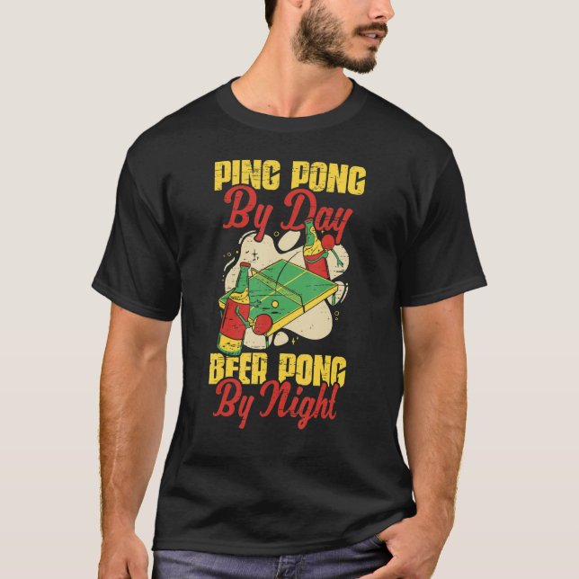Beer Pong By Night Table Tennis Player T-Shirt (Vorderseite)