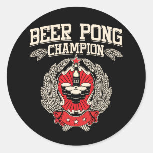 Beer Pong Champion Runder Aufkleber
