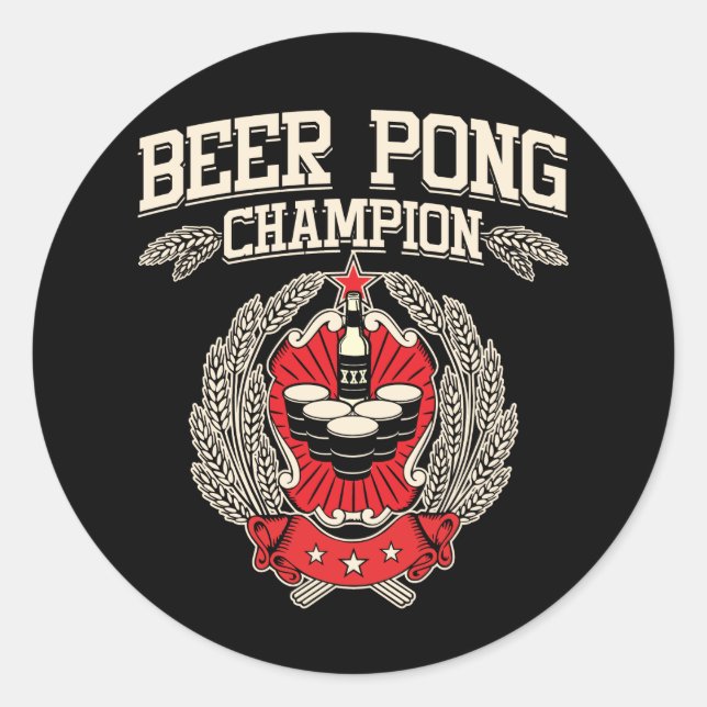 Beer Pong Champion Runder Aufkleber (Vorderseite)