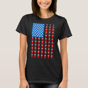 Beer Pong Red Cup American Flag USA 4. Juli T-Shirt