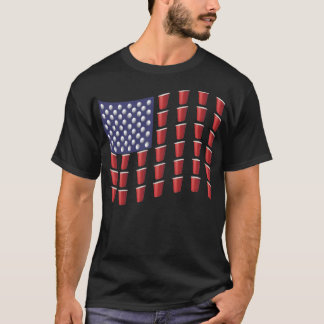Beer Pong Red Solo Cup American Flag 4. Juli T-Shirt
