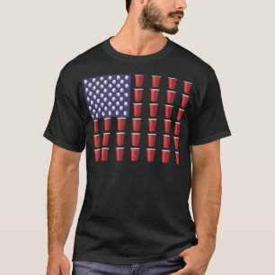 Beer Pong Red Solo Cup American Flag 4. Juli T-Shirt