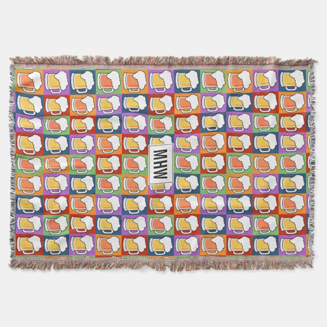 BEER Pop Art kundenspezifische Monogramm-Werfer Decke (Vorderseite)