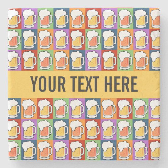 BEER Pop Kunst  Untersetzer aus Marmor (Vorderseite)