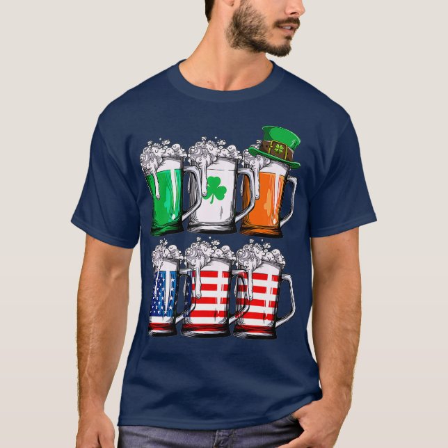 Beer St Patricks Day Men Irish American Flag Tasse T-Shirt (Vorderseite)
