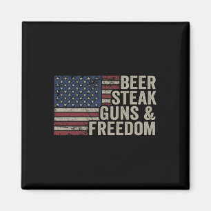 Beer Steak Guns and Freedom - 4. Juli USA Flag Bb Magnet
