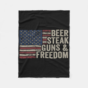 Beer Steak Guns And Freedom - 4. Juli USA-Flagge B Fleecedecke