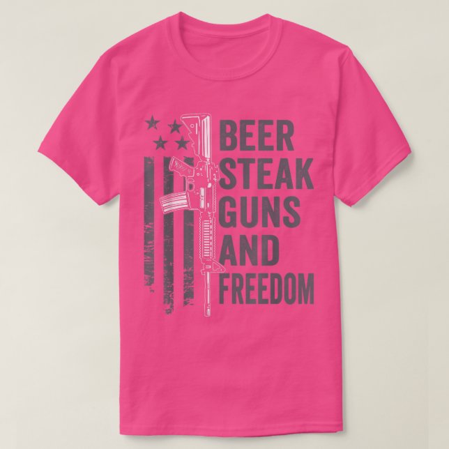 Beer Steak Guns & Freedom  Drinking BBQ AR15 USA F T-Shirt (Design vorne)