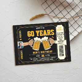 Beer Themed Black Ticket Men Adult Geburtstags-Fot Einladung