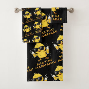 Beer Time Madafakas Funny Meme Duck Rodelbahn mit  Badhandtuch Set