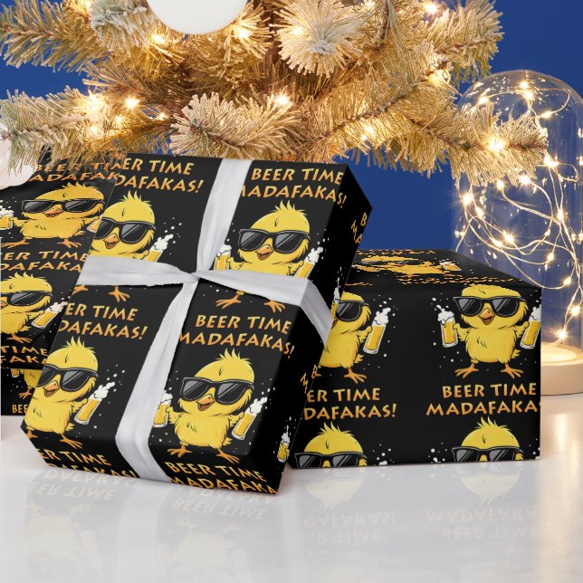 Beer Time Madafakas Funny Meme Duck Rodelbahn mit  Geschenkpapier (Feiertage)