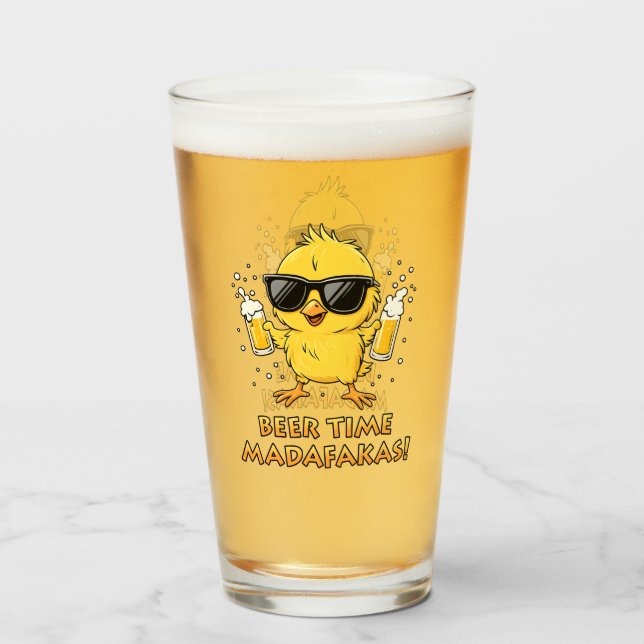 Beer Time Madafakas Funny Meme Duck Rodelbahn mit  Glas (Vorne (Gefüllt))