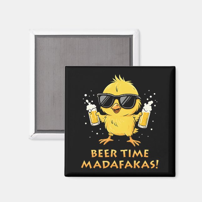 Beer Time Madafakas Funny Meme Duck Rodelbahn mit  Magnet (Vorderseite/Rückseite)
