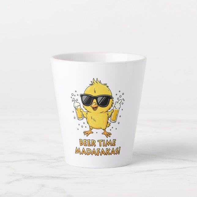 Beer Time Madafakas Funny Meme Duck Rodelbahn mit  Milchtasse (Vorderseite)