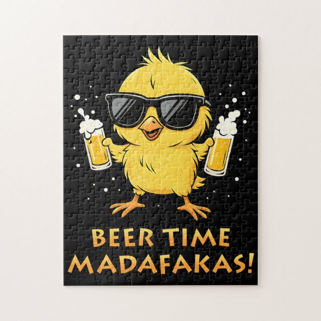 Beer Time Madafakas Funny Meme Duck Rodelbahn mit  Puzzle (Vertikal)