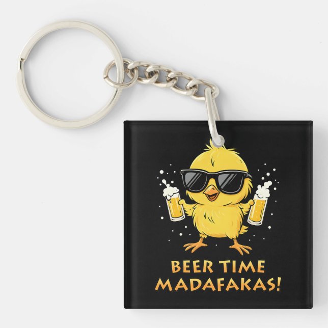 Beer Time Madafakas Funny Meme Duck Rodelbahn mit  Schlüsselanhänger (Vorderseite)