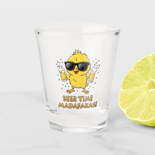 Beer Time Madafakas Funny Meme Duck Rodelbahn mit  Schnapsglas (Vorderseite)