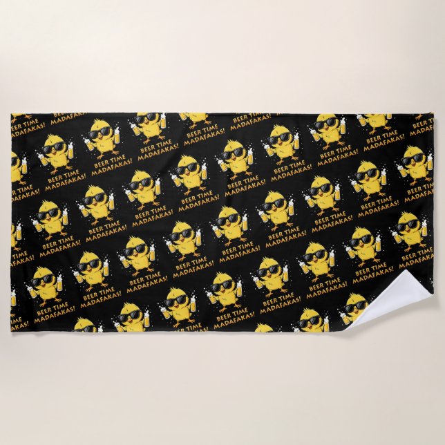 Beer Time Madafakas Funny Meme Duck Rodelbahn mit  Strandtuch (Vorderseite)