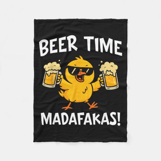 Beer Time Madafakas Funny Meme Duck With Beer Chic Fleecedecke (Vorderseite)