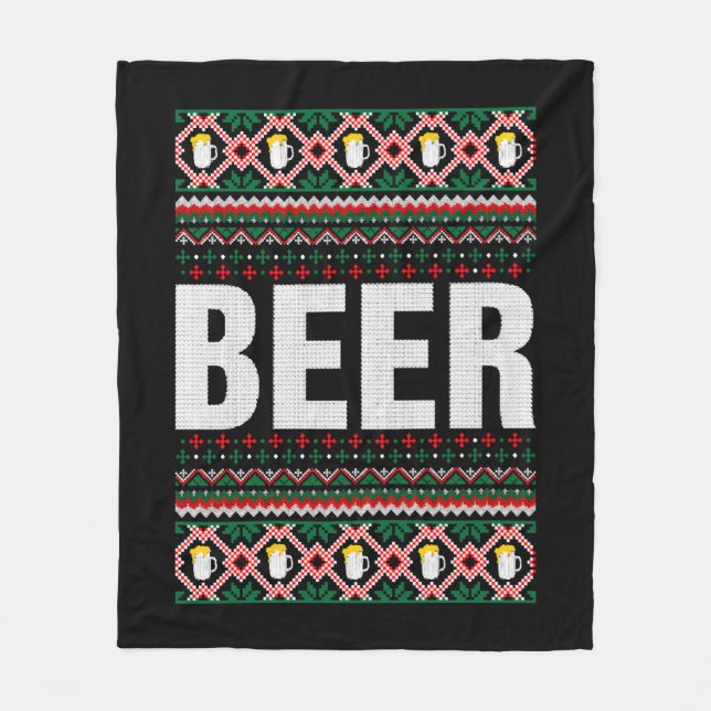 Beer Ugly Christmas Fleecedecke (Vorderseite)