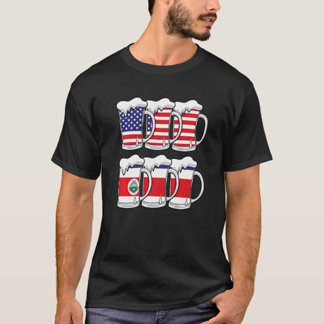 Beer Usa Costa Rica Usa Costa Rica Flagge T-Shirt (Vorderseite)