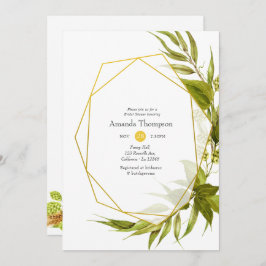 Beer Willow Green und Gold Geometric Brautparty Einladung