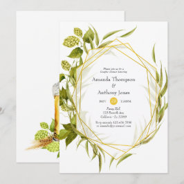Beer Willow Greenery Gold Geometric Couples Dusche Einladung